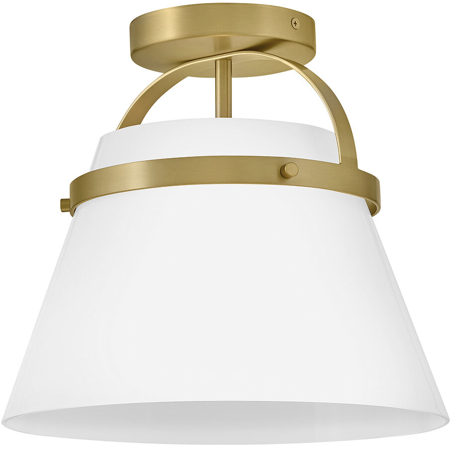 Tori 1 Light 12 inch Lacquered Brass Flush Mount Ceiling Light