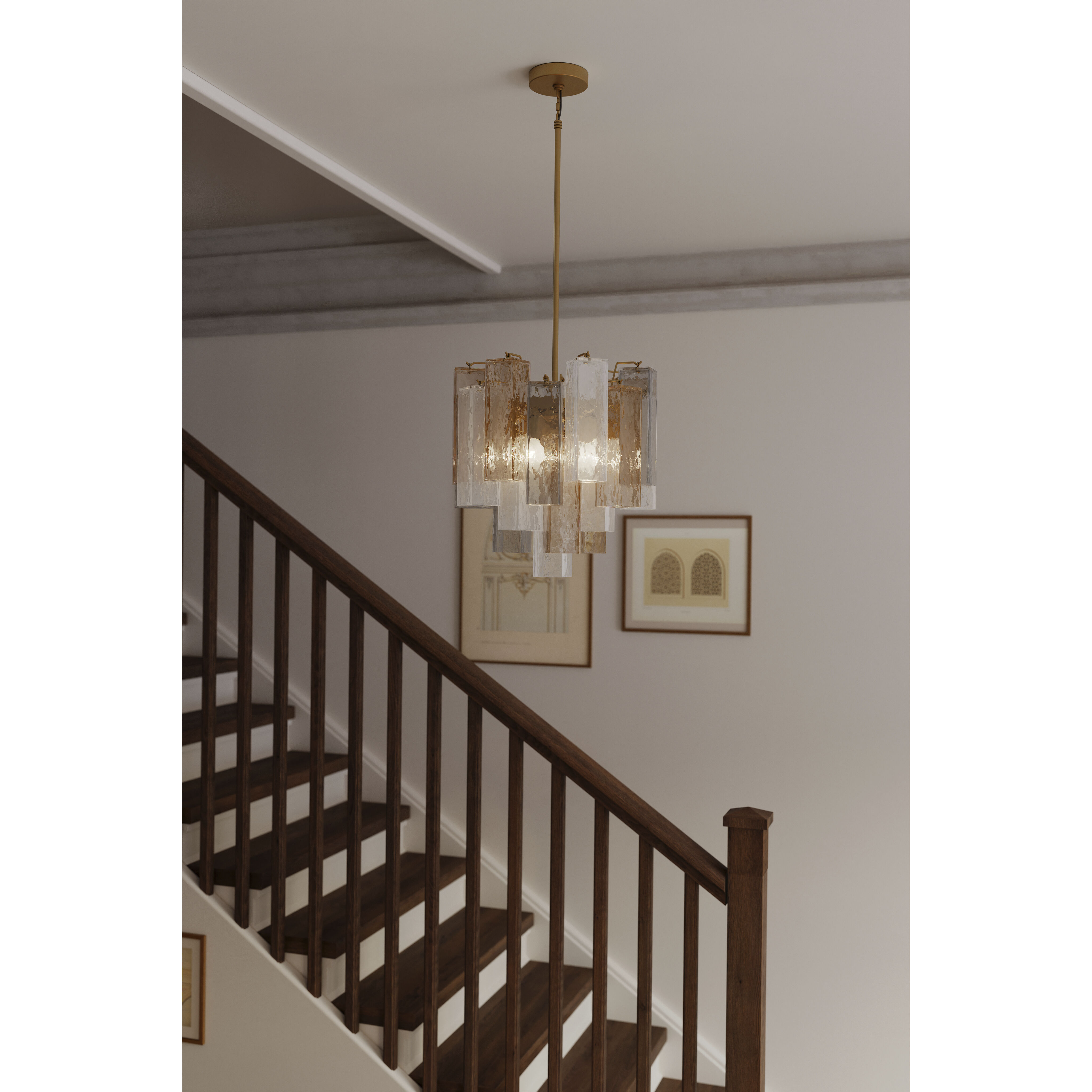 Torvento 6 Light 17.75 inch Legacy Brass Pendant Ceiling Light in Clear,  Grey and Amber Handmade Glass