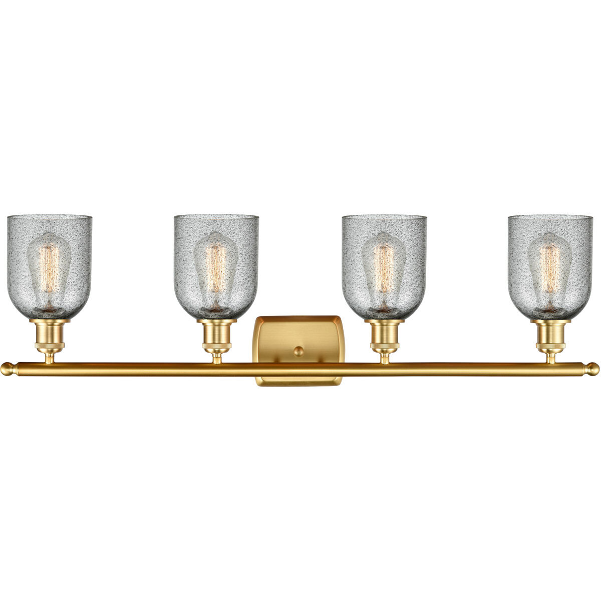 Ballston Caledonia 4 Light 36 inch Satin Gold Bath Vanity Light Wall Light in Charcoal Glass, Ballston