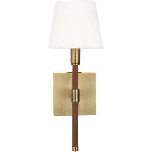 Katie 1 Light Time Worn Brass / Saddle Leather Wall Sconce Wall Light