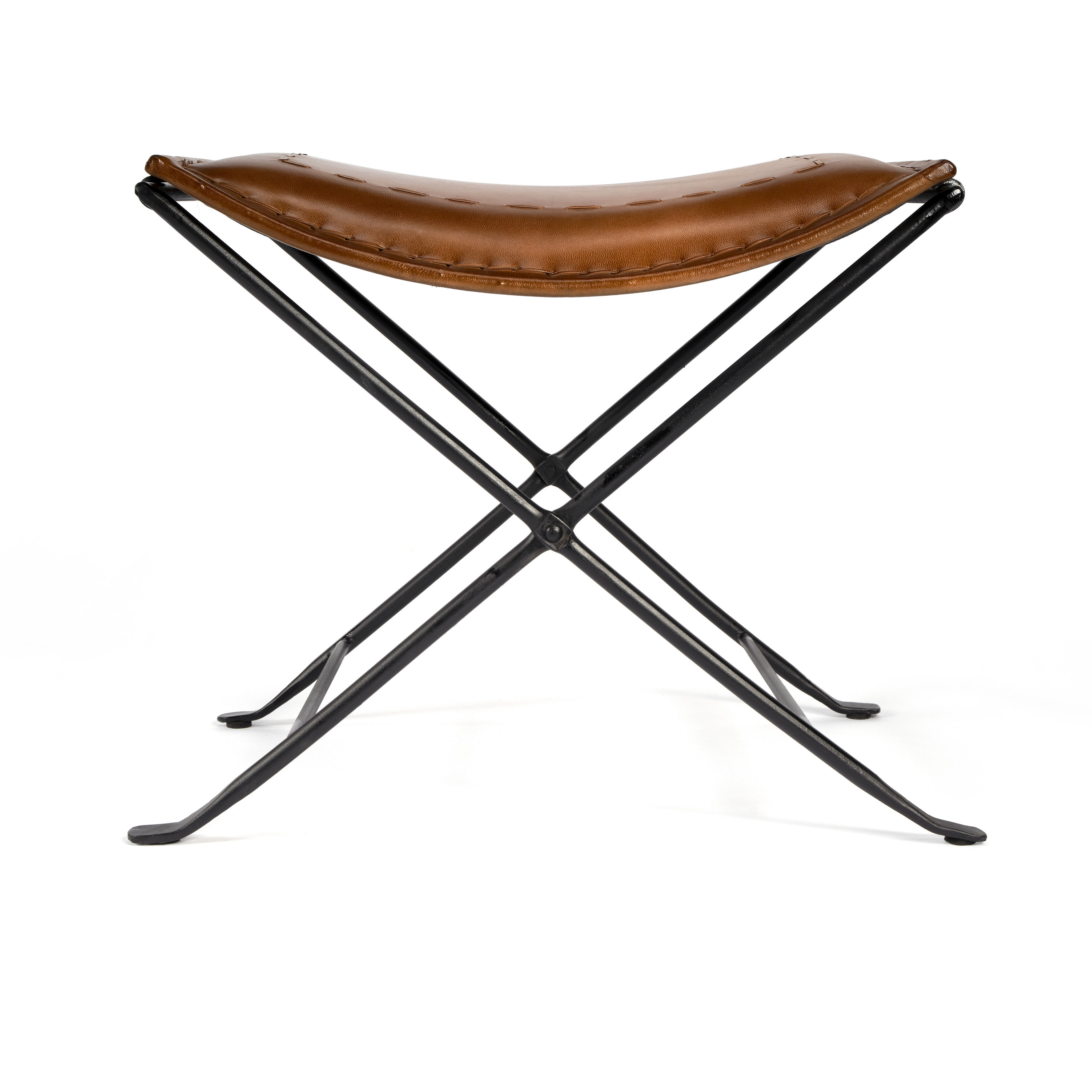 Industrial Chic Melton  Brown Leather Bench