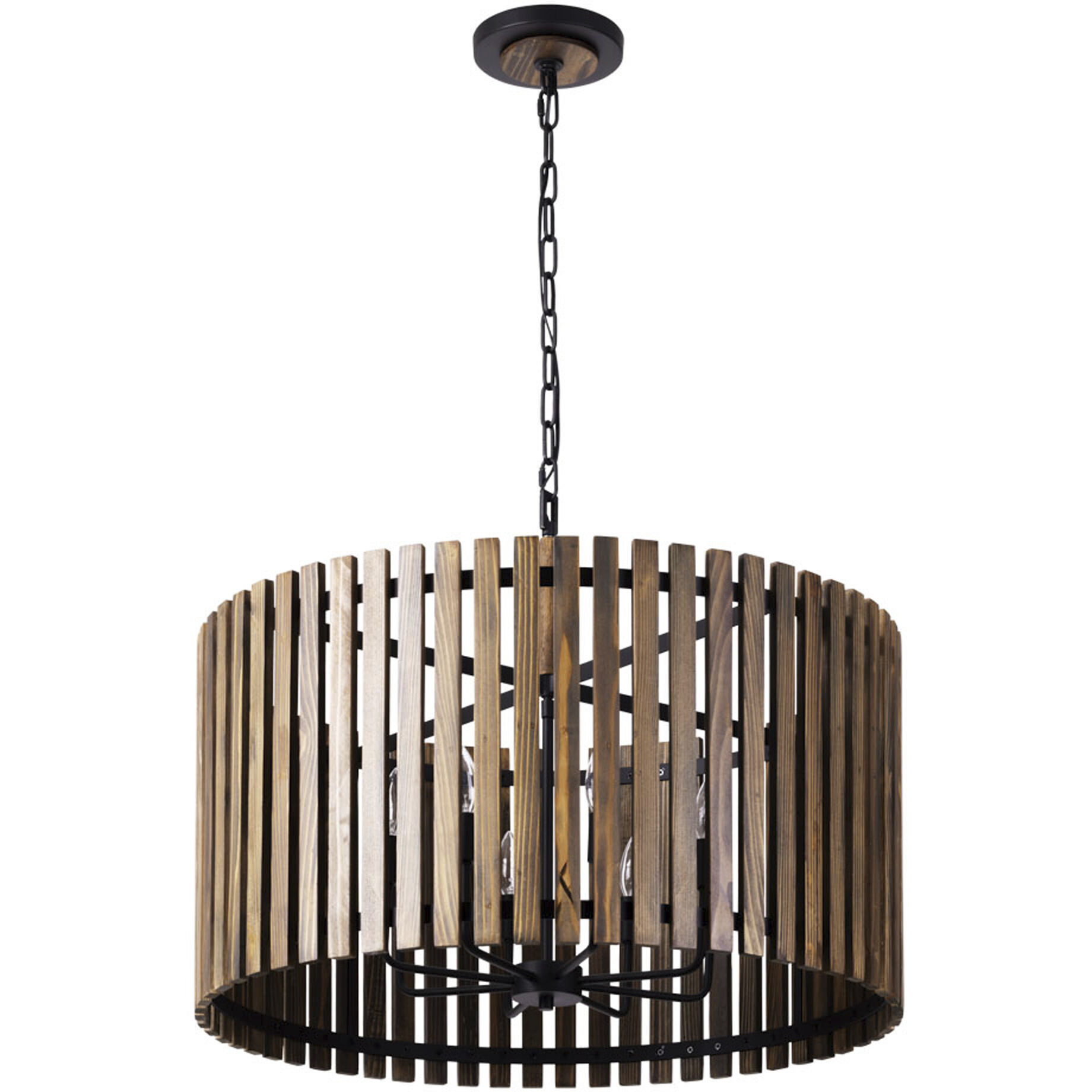 Suratto 8 Light 30 inch Matte Black and Medium Walnut Pendant Ceiling Light in Matte Black/Medium Walnut