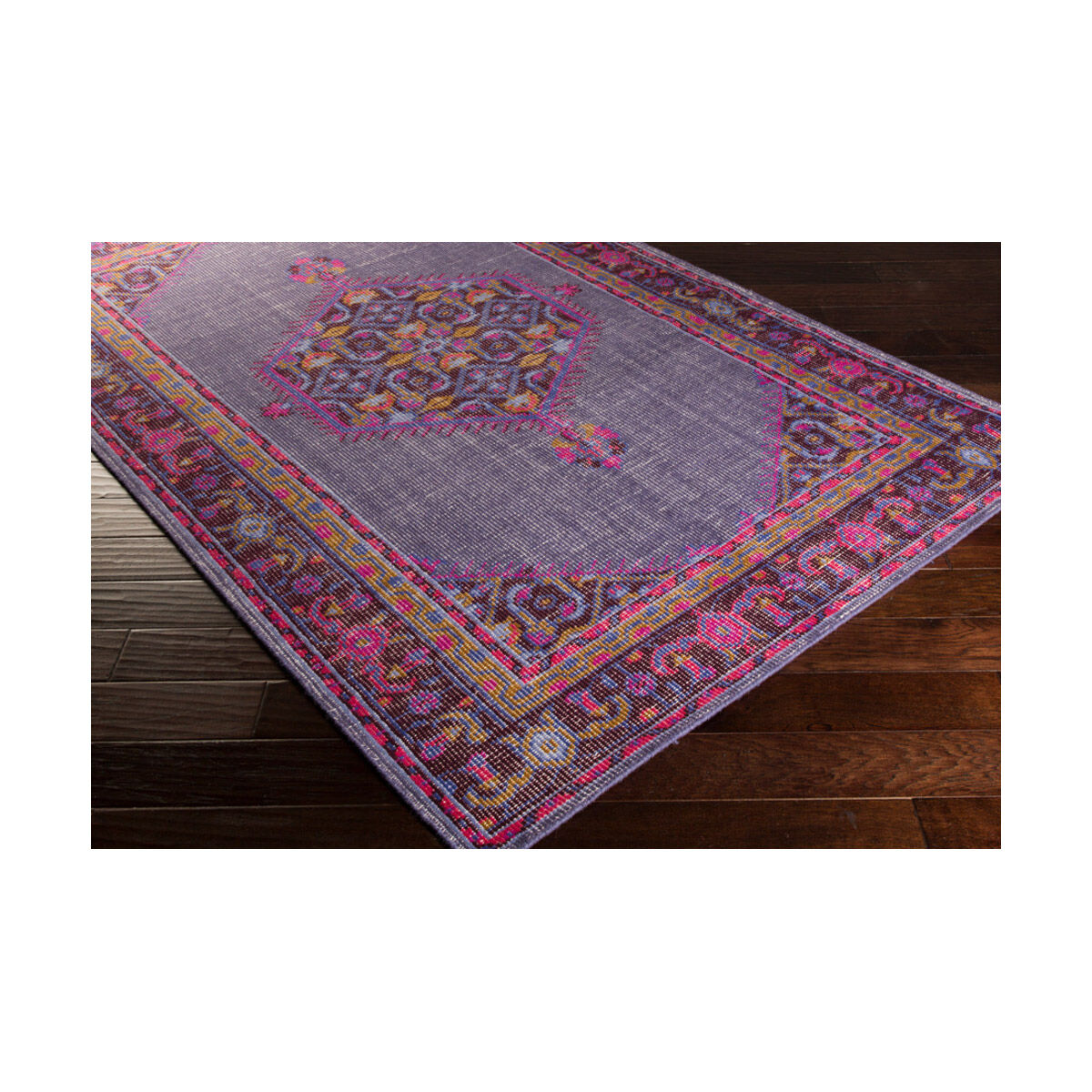 Luella 66 X 42 inch Dark Purple/Fuschia/Bright Red/Violet/Mustard Rugs, Wool