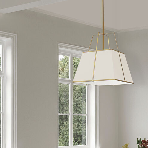 Trapezoid 1 Light 18 inch Gold with Cream Pendant Ceiling Light