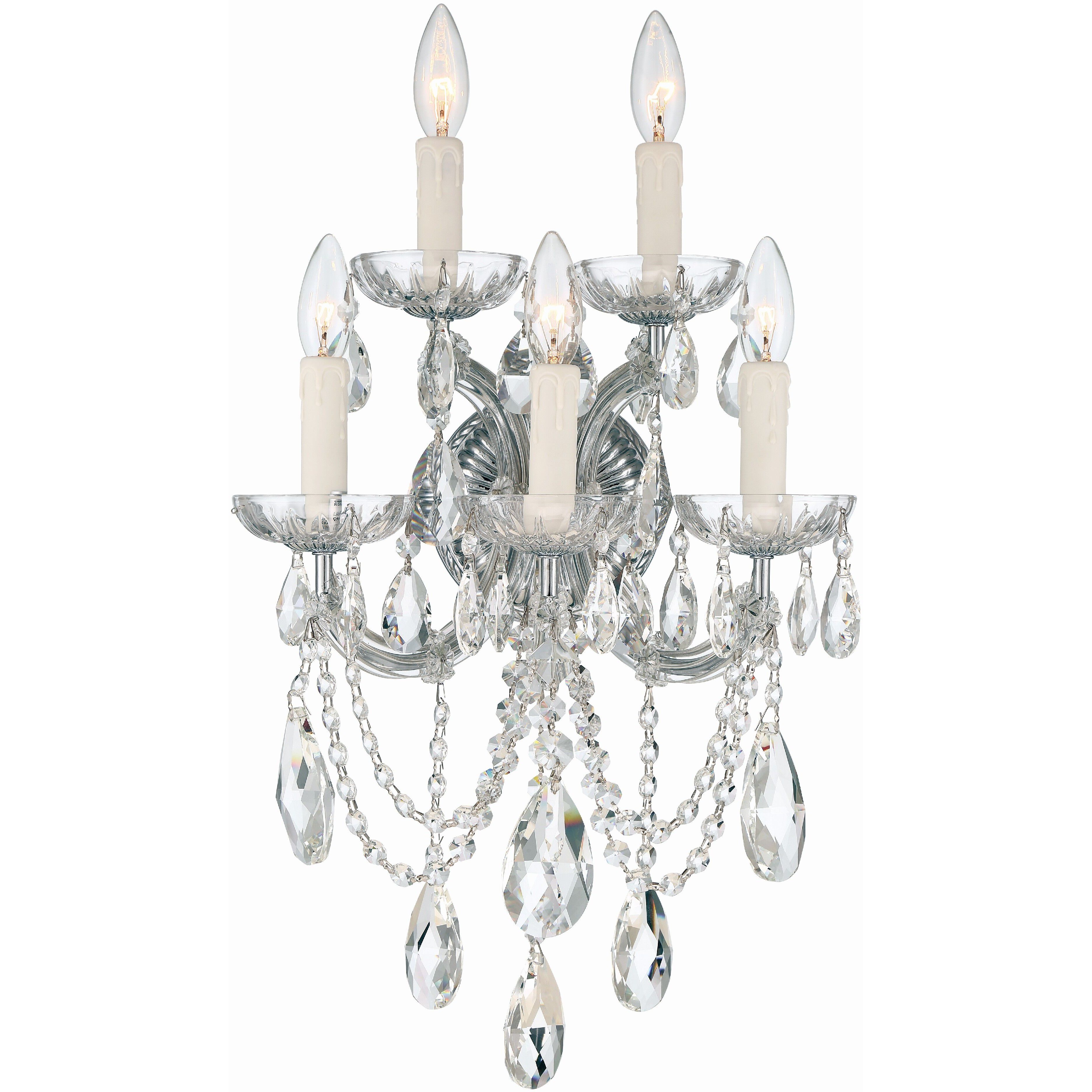 Maria Theresa Sconce Wall Light in Clear Spectra, Polished Chrome