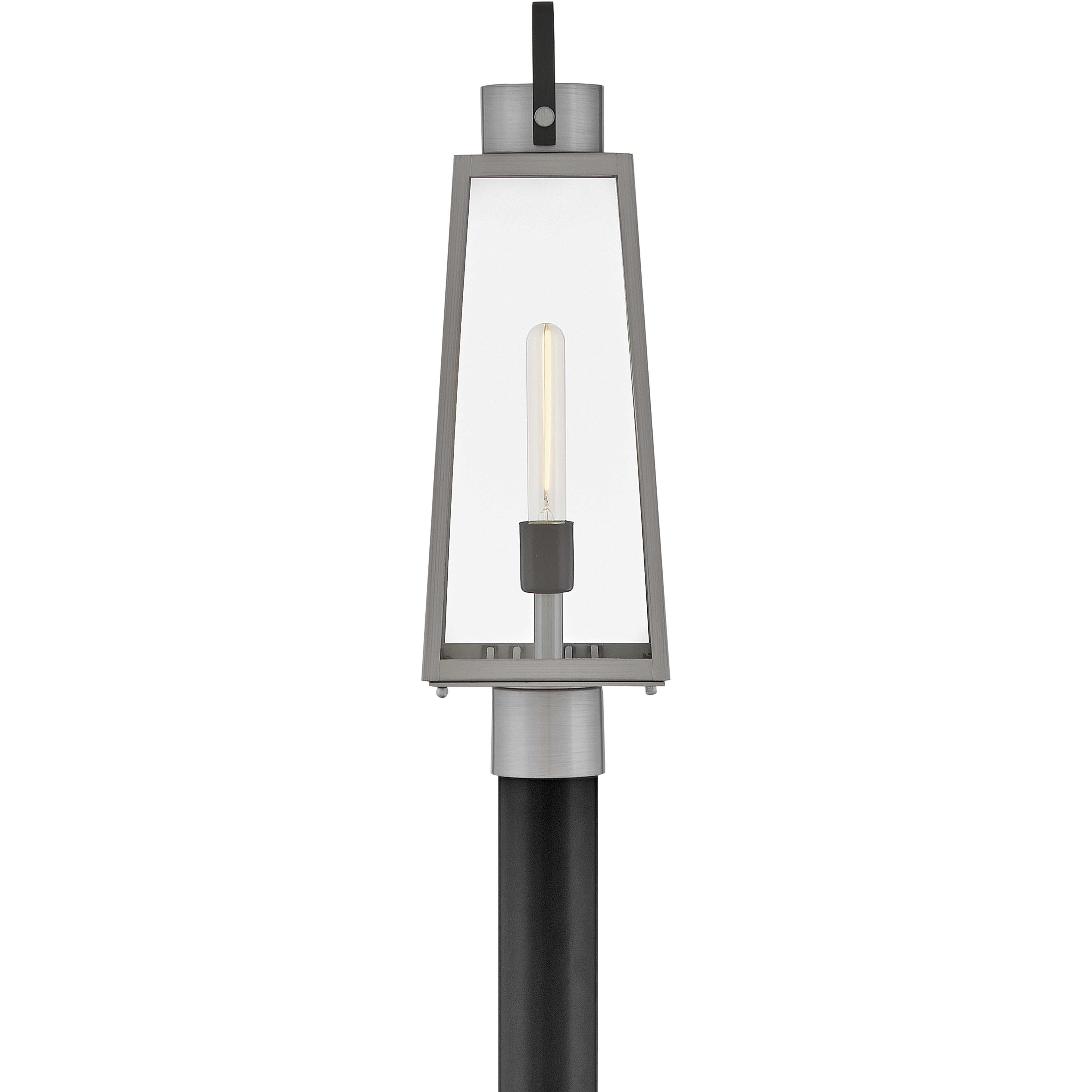 Hugh 1 Light 22 inch Antique Brushed Aluminum with Black Outdoor Post Mount