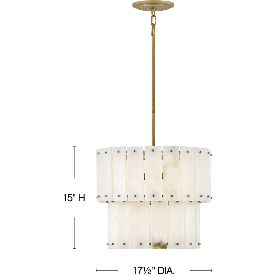 Simone LED 17.5 inch Burnished Gold Foyer Ceiling Light in Alabaster, Semi-flush Mount