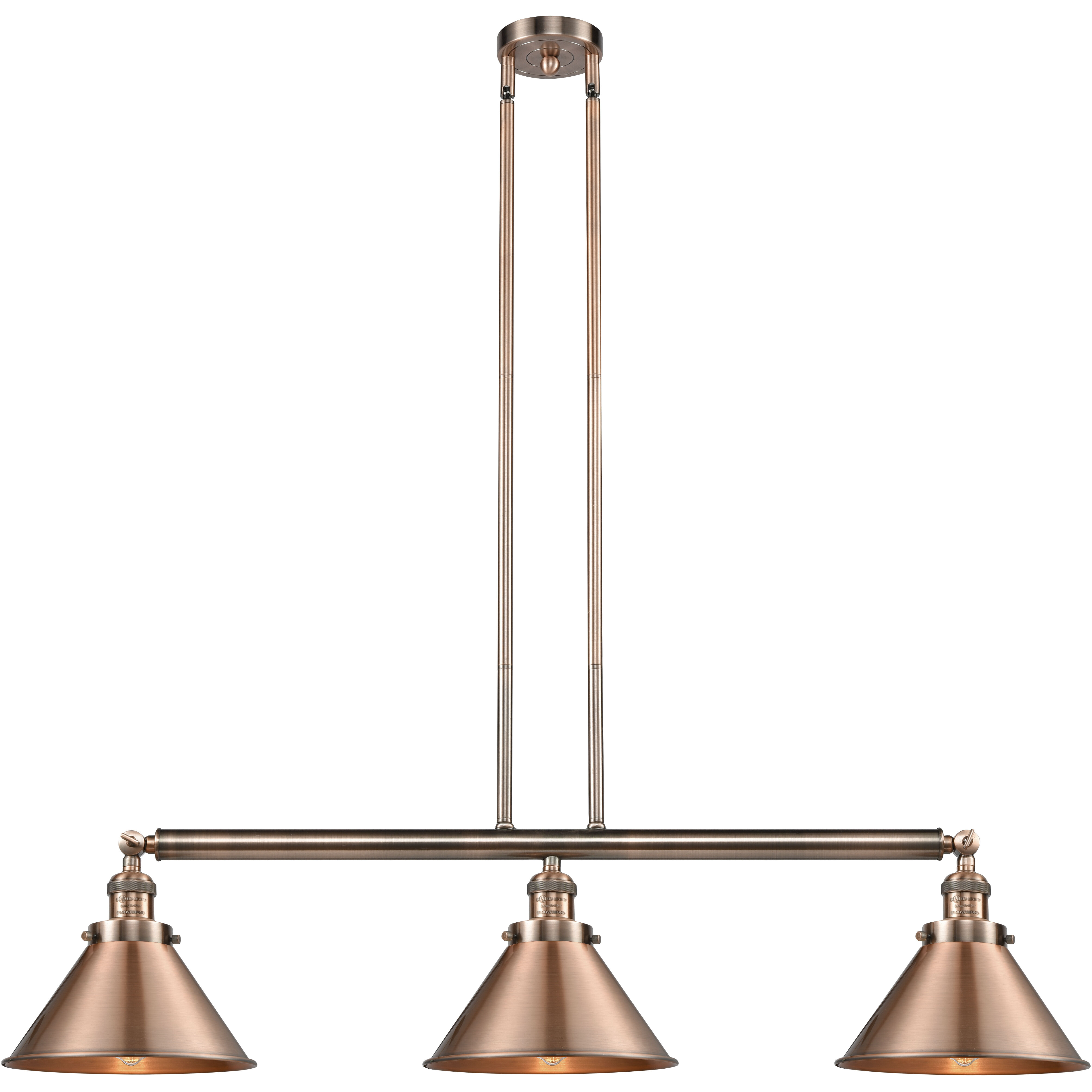 Franklin Restoration Briarcliff 3 Light 43 inch Antique Copper Island Light Ceiling Light, Franklin Restoration