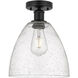 Edison Bristol Glass 1 Light 9 inch Matte Black Semi-Flush Mount Ceiling Light in Seedy Glass