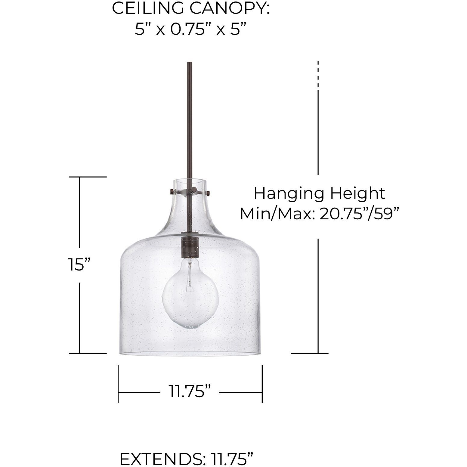 Elijah 1 Light 12 inch Bronze Pendant Ceiling Light