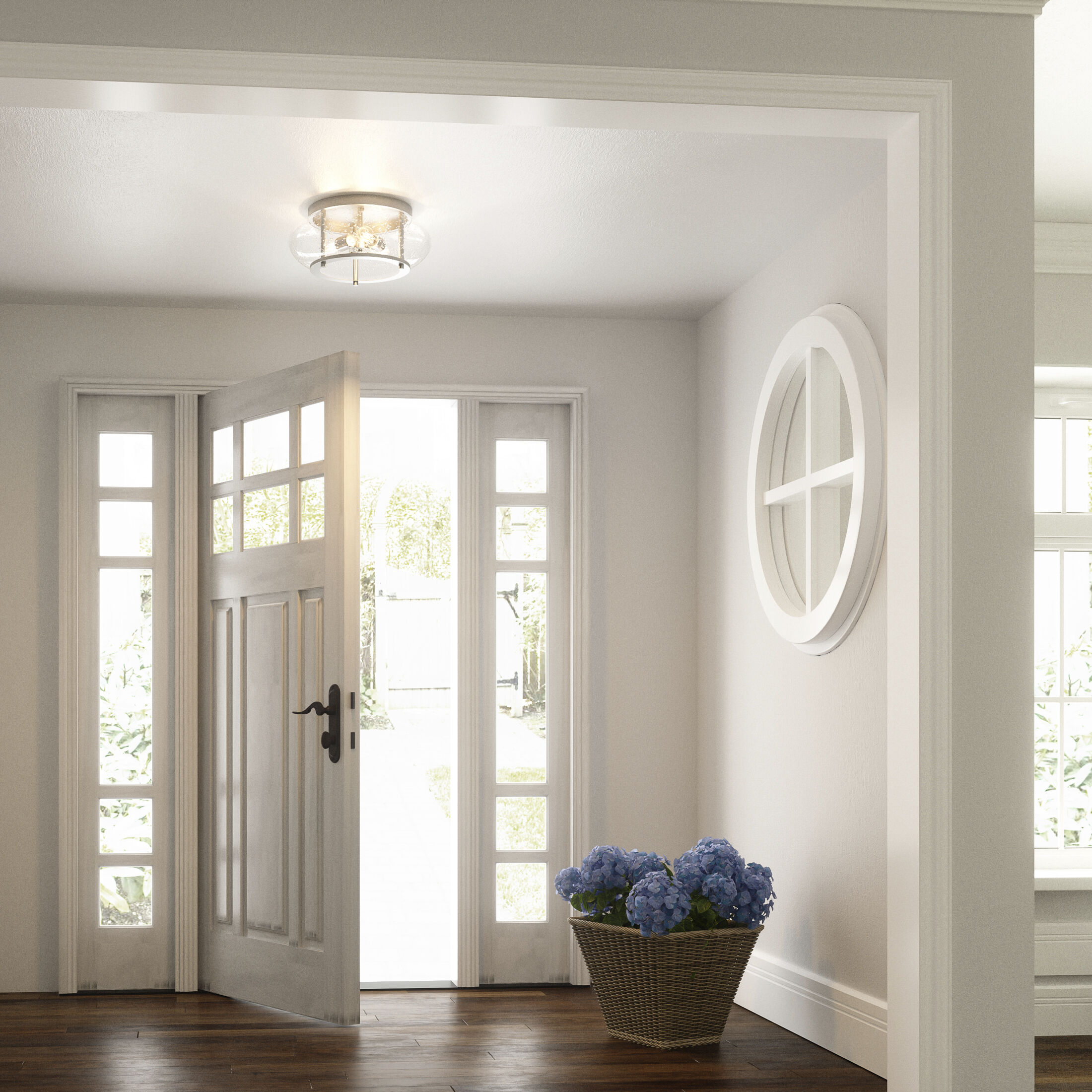 Trilogy 3 Light 16 inch Brushed Nickel Flush Mount Ceiling Light