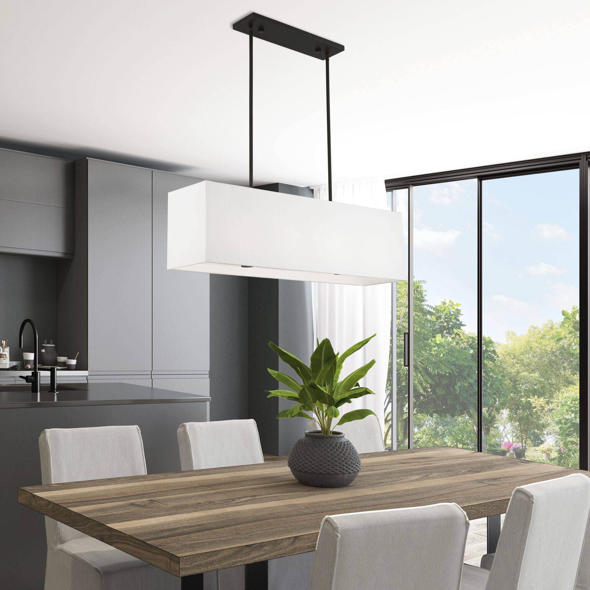 Summit Linear Chandelier Ceiling Light in Black