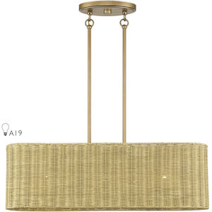 Weavington 3 Light 30 inch Antique Gold Leaf Linear Chandelier Ceiling Light, Medium