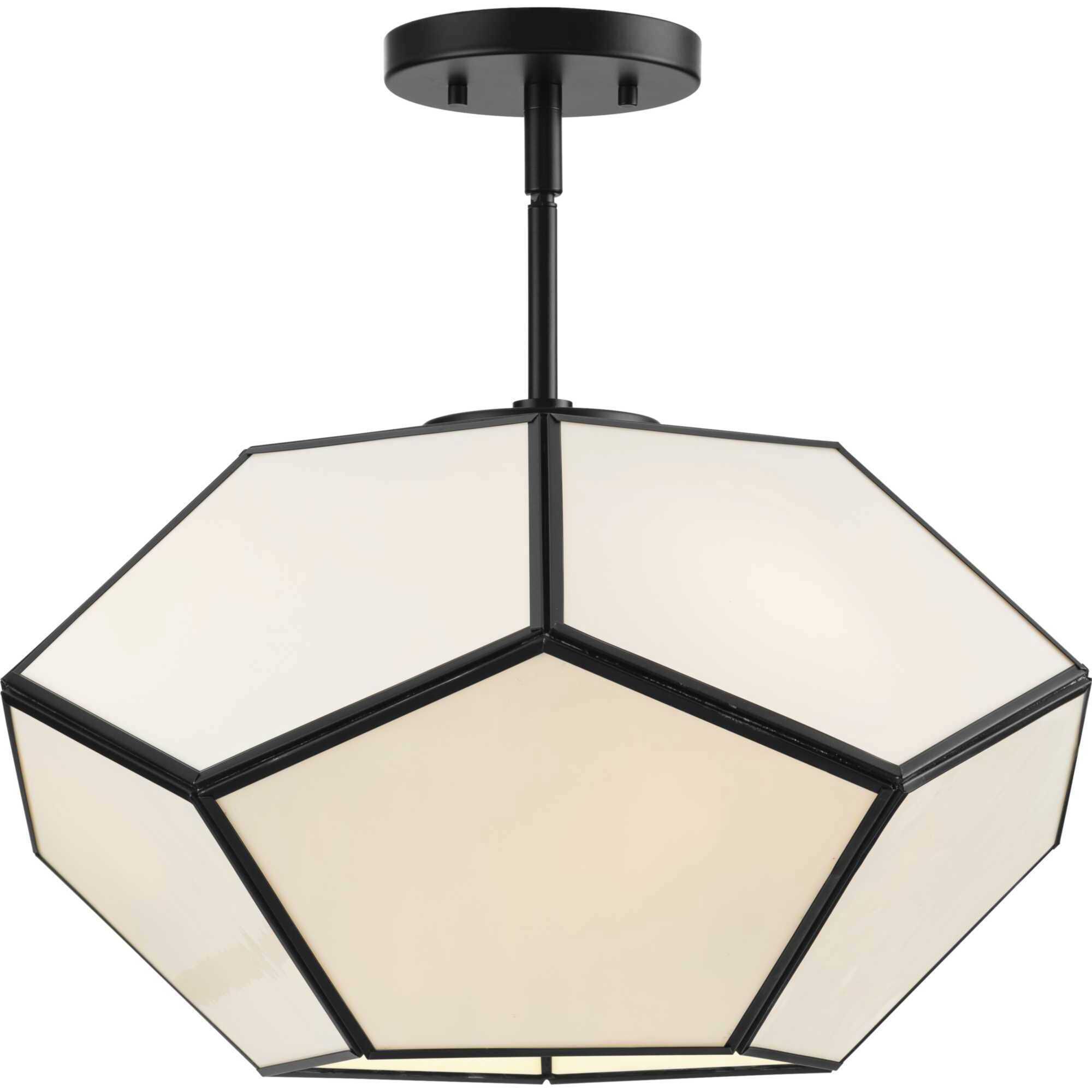 Latham 3 Light 18 inch Matte Black Semi-Flush Mount Ceiling Light