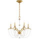 Priscilla 6 Light Heirloom Gold Chandelier Ceiling Light in White Pearl, Adjustable Height