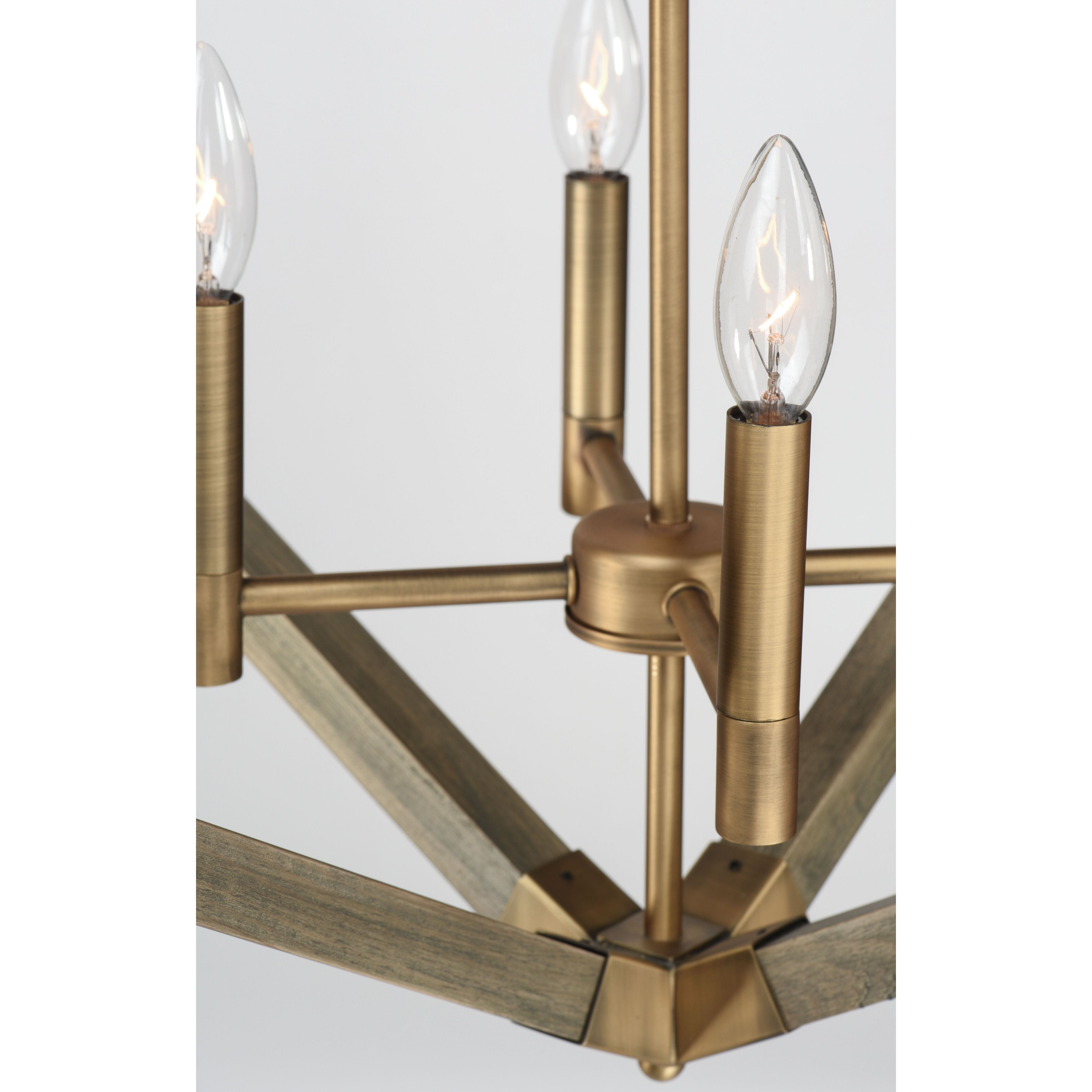 Vector 4 Light 24 inch Weathered Oak/Antique Brass Single Pendant Ceiling Light