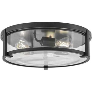 Lowell LED 16 inch Black with Clear glass Foyer Light Ceiling Light, Flush Mount