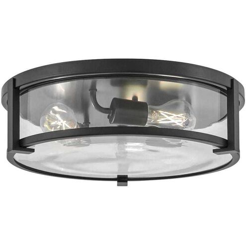 Lowell 3 Light 16 inch Black with Clear glass Foyer Light Ceiling Light, Flush Mount