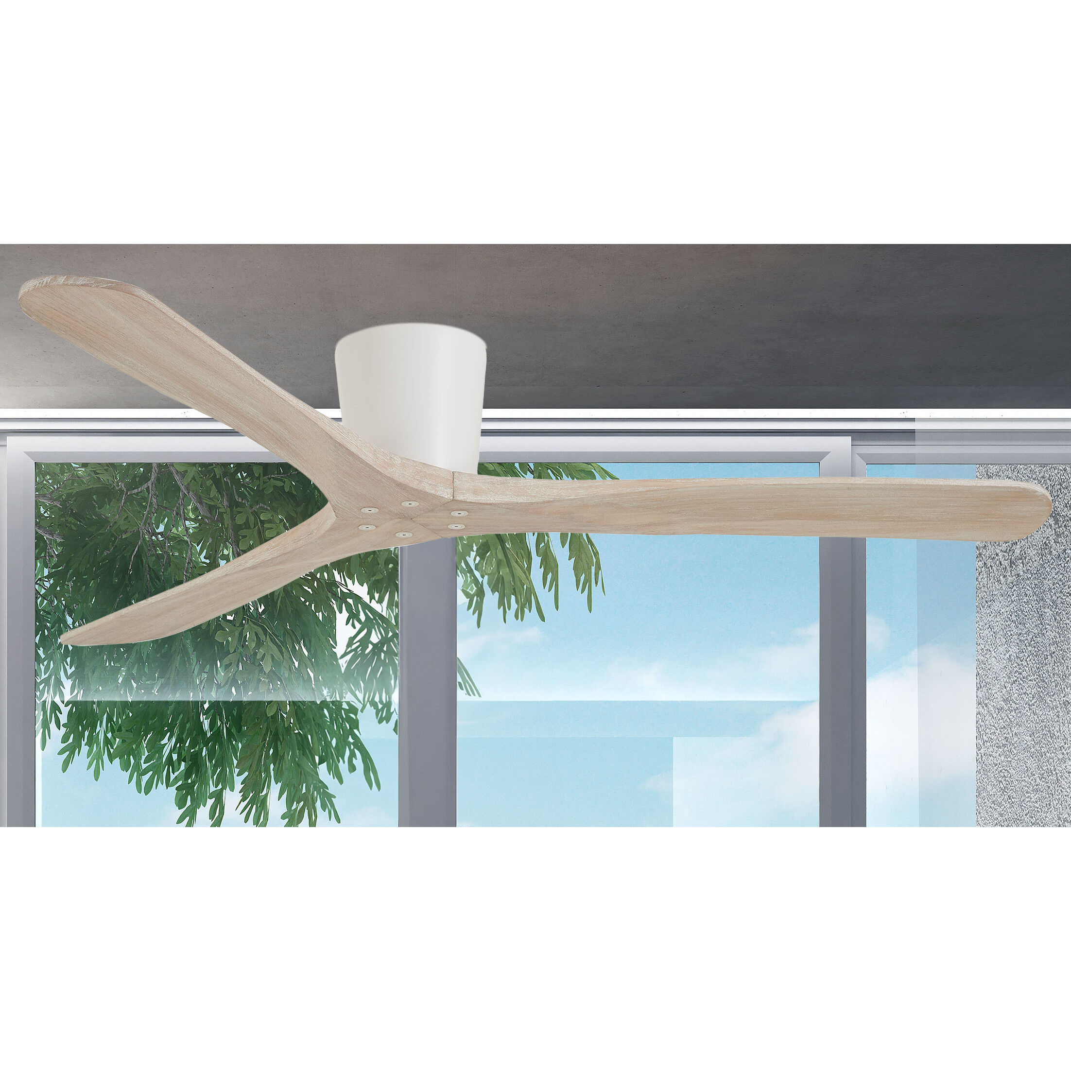 Minka-Aire F663-WHF/BW Avtur 60 inch Flat White with Bleached Wood