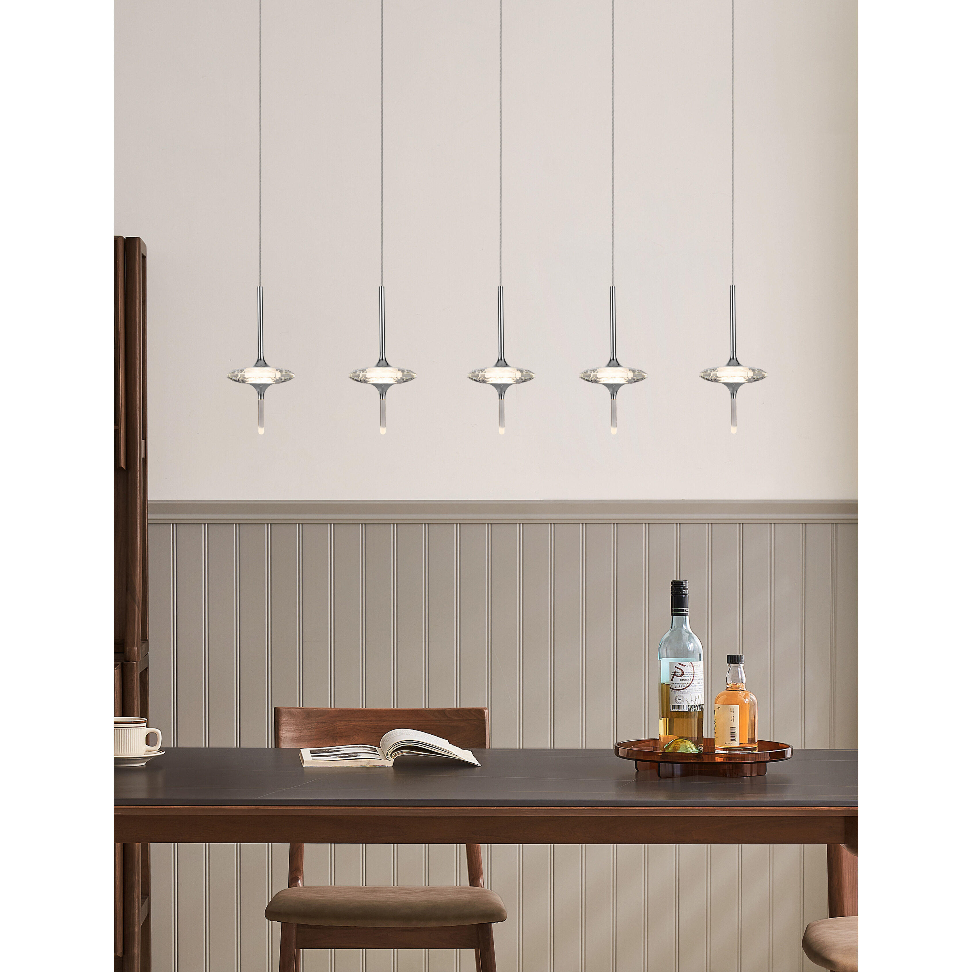 Light-Year LED 5.9 inch Chrome and Gray Chandelier Ceiling Light