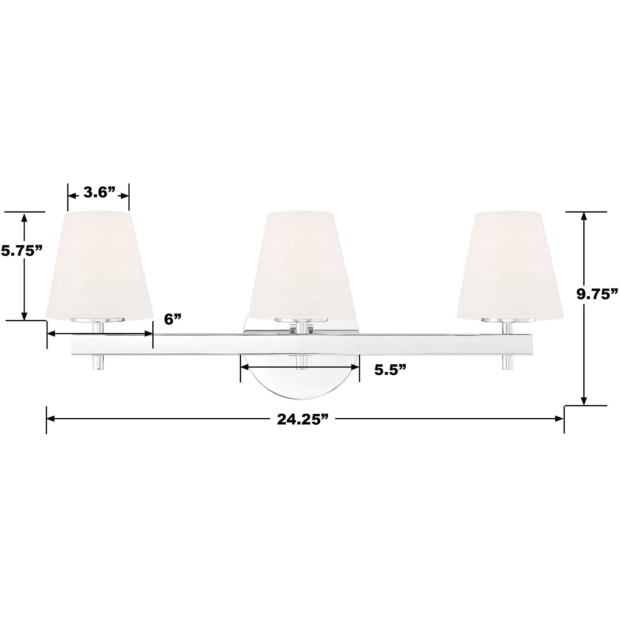 Harleigh 3 Light 24.25 inch Chrome Bathroom Vanity Wall Light