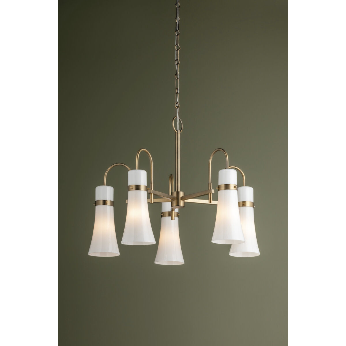 Maple 5 Light 27.25 inch Patina Brass Chandelier Ceiling Light