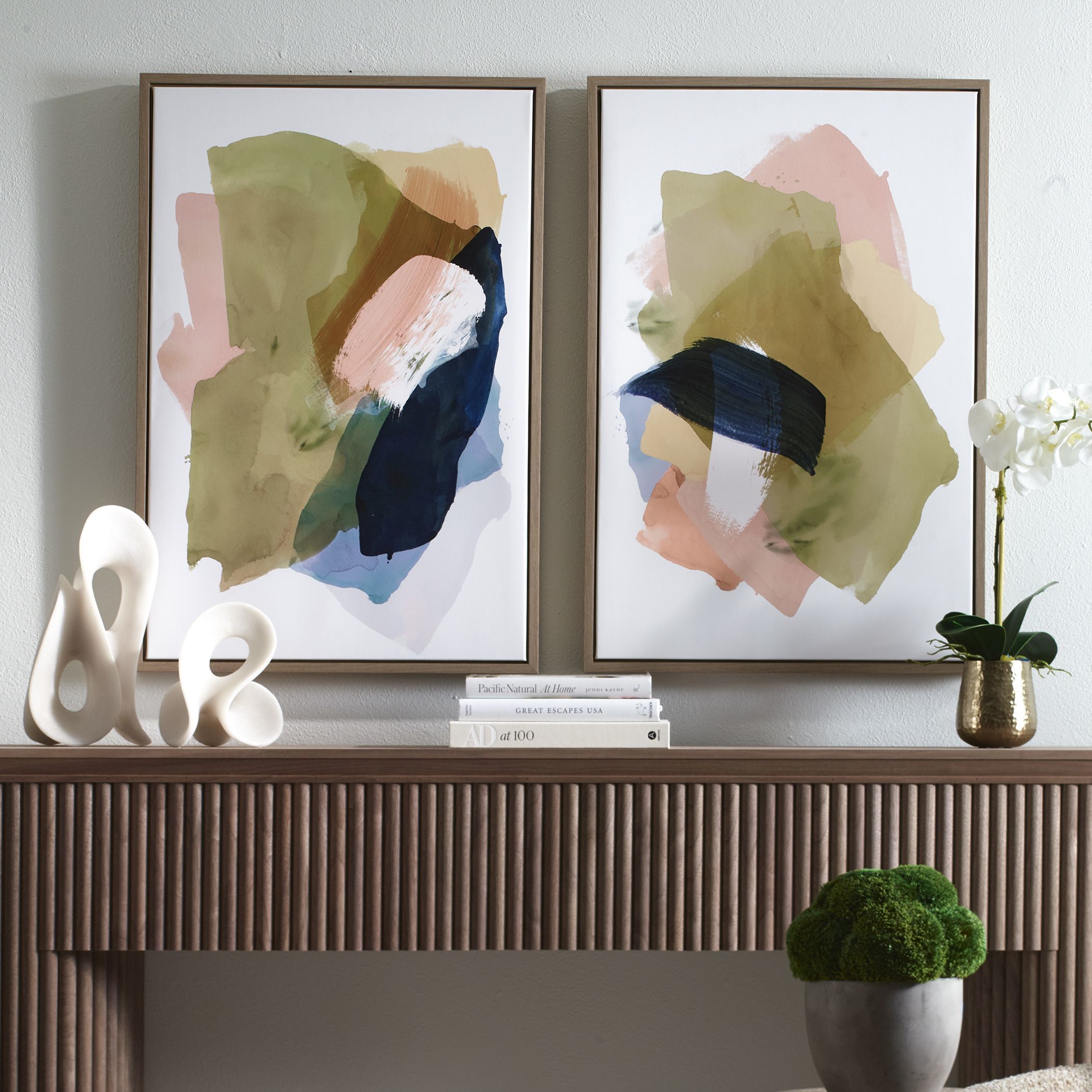 Abstract Afternoon Multicolor Framed Canvases, Set of 2