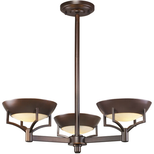 Sullivan 3 Light 23 inch Rich Brown with Cream Chandelier Ceiling Light