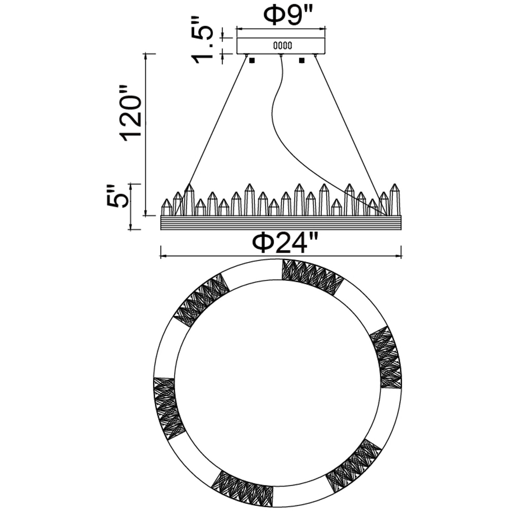 Agassiz LED 24 inch Polished Nickel Up Chandelier Ceiling Light
