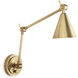 Sal LED 5 inch Natural Brass Wall Sconce Wall Light, Task
