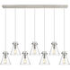 Newton Cone 7 Light 51.75 inch Polished Nickel Linear Pendant Ceiling Light in Seedy Glass
