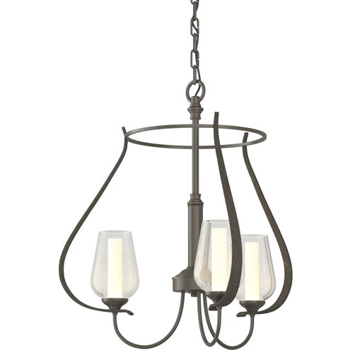 Flora 3 Light 19.4 inch Dark Smoke Chandelier Ceiling Light in Seeded with Opal