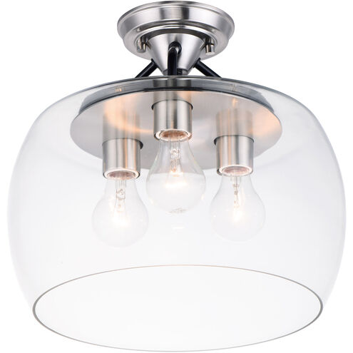 Goblet 3 Light 14 inch Black/Satin Nickel Semi-Flush Mount Ceiling Light in Black and Satin Nickel