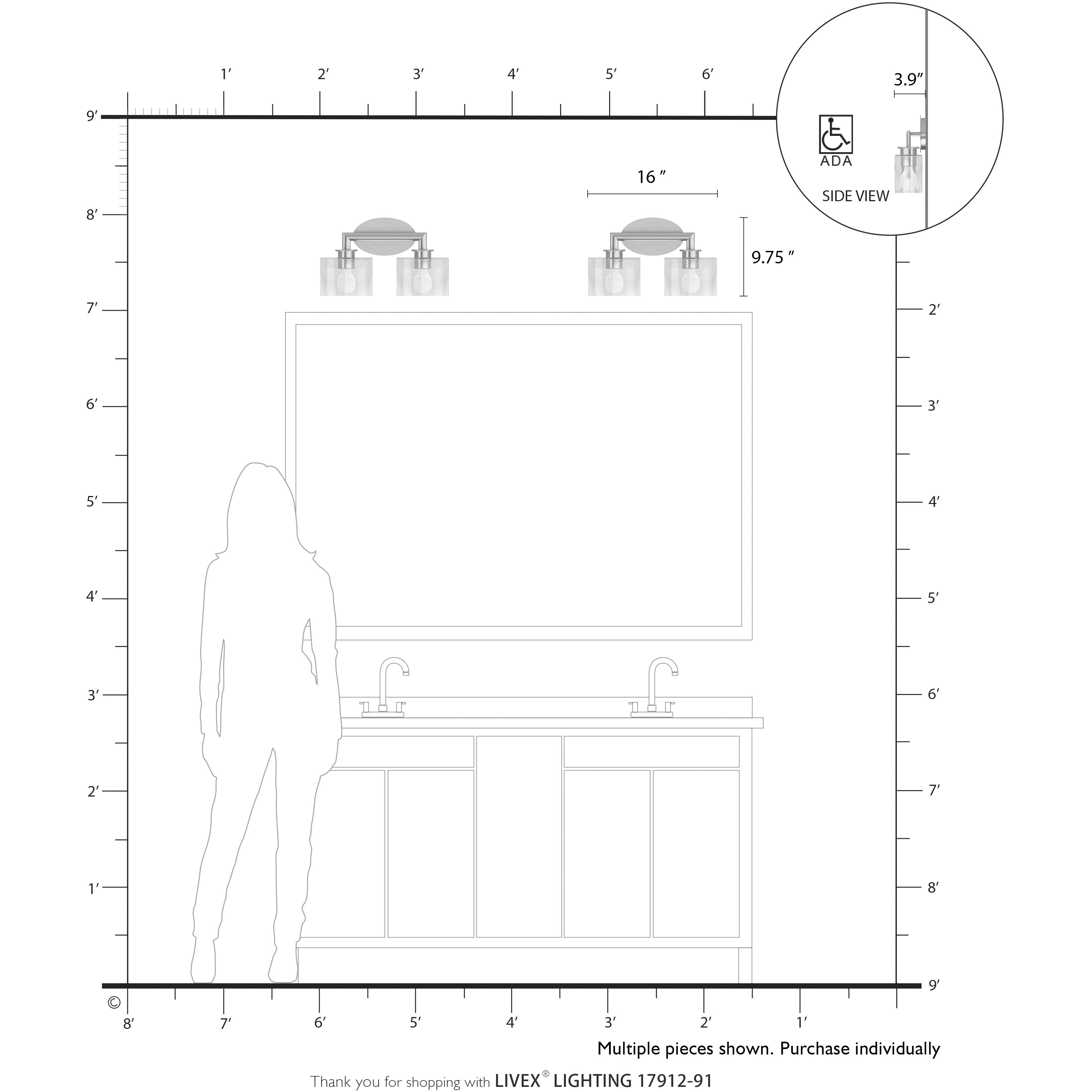 Bernardino 2 Light 16 inch Brushed Nickel Vanity Wall Sconce Wall Light