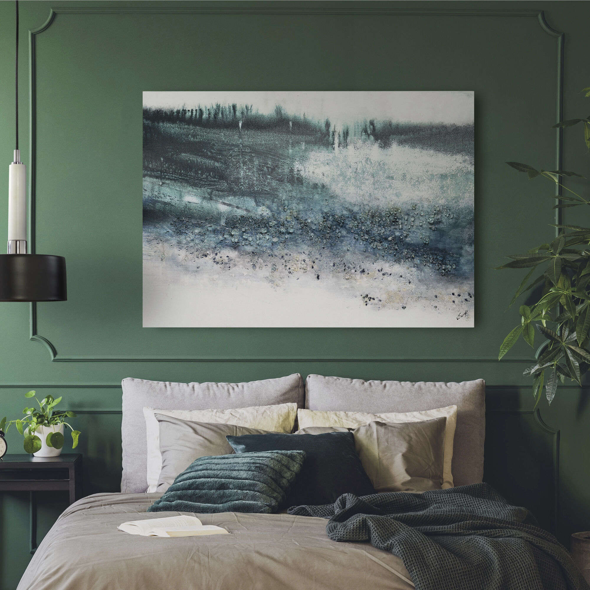 Olive 20 inch Hunter Green and Beige Indoor Pillow