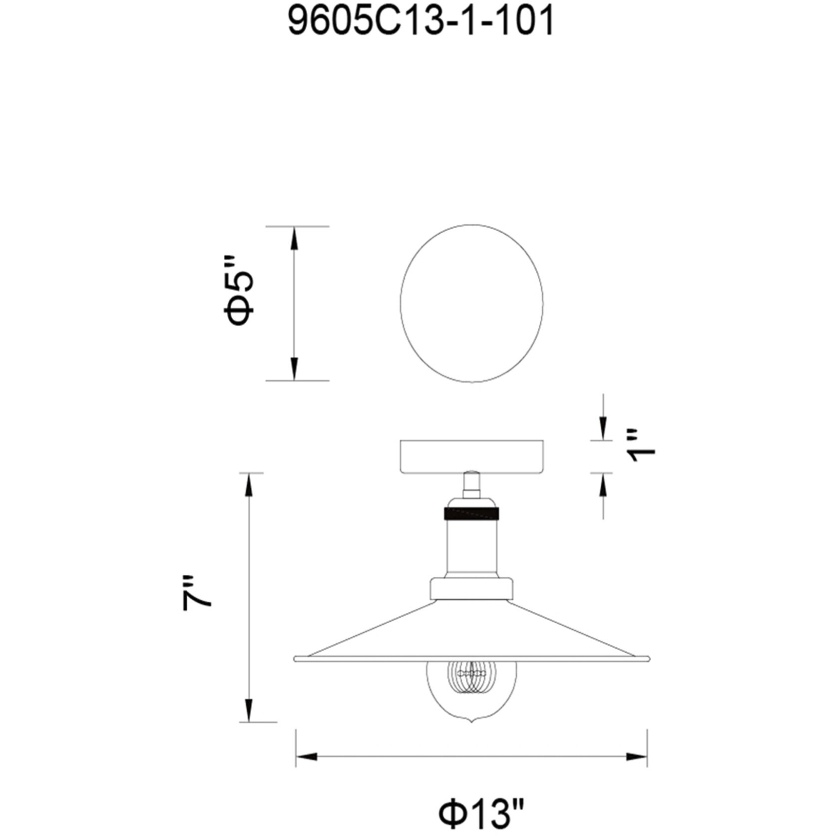 Brave 1 Light 13 inch Black Flush Mount Ceiling Light