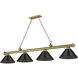 Cordon 4 Light 81.25 inch Rubbed Brass Billiard Ceiling Light in Smoke Acrylic