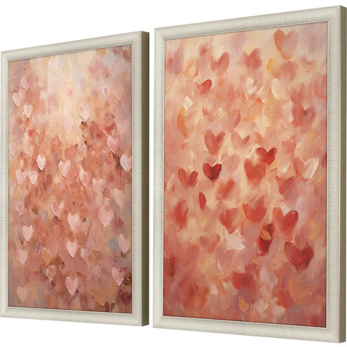 Heart Pattern Pink and Orange and Red Framed Art