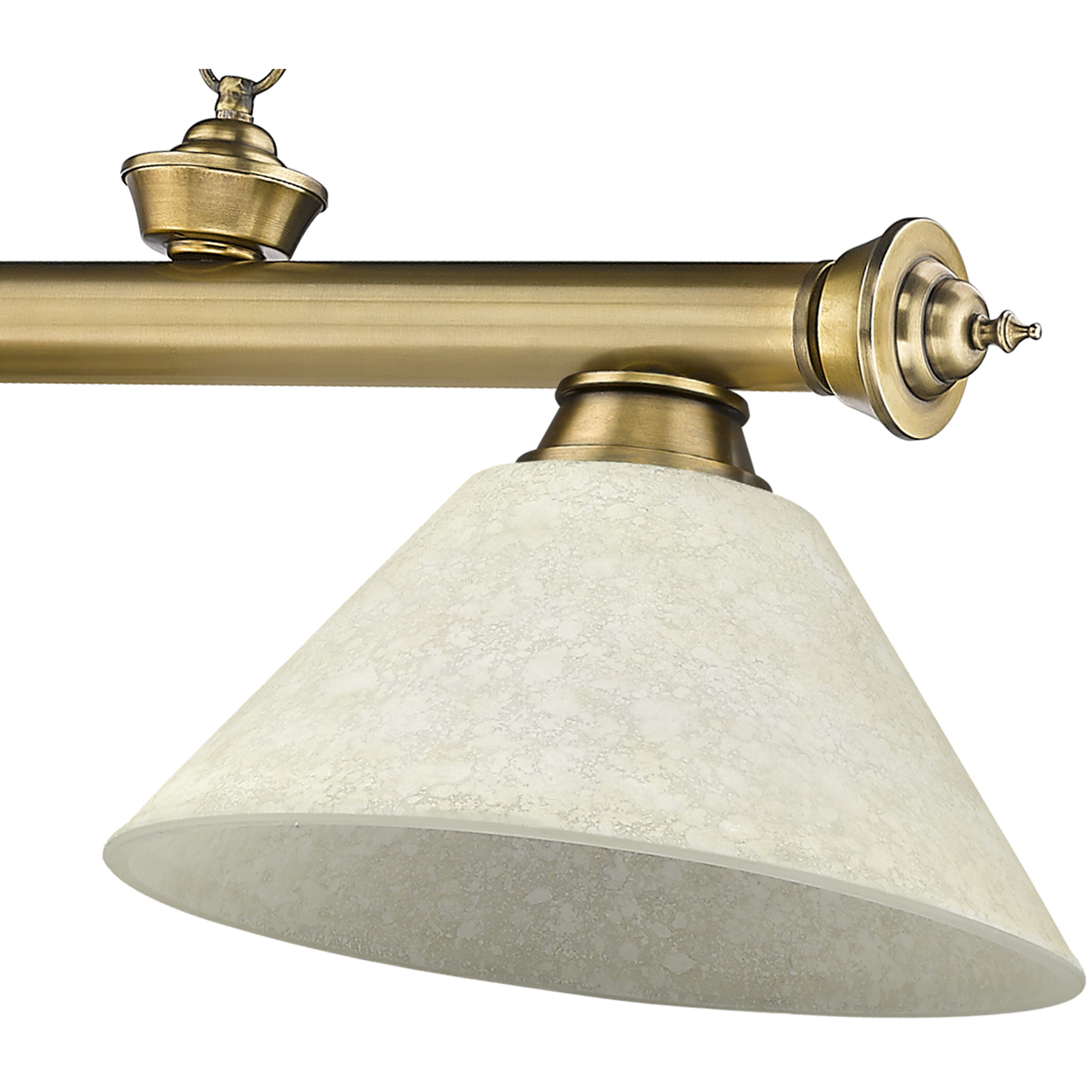 Cordon 3 Light 57.25 inch Rubbed Brass Billiard Ceiling Light in Golden Mottle Glass