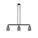 Franklin Restoration Small Bell 3 Light 38 inch Matte Black Island Light Ceiling Light in Plated Smoke Glass, Franklin Restoration