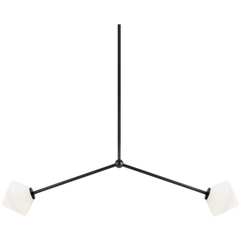 Novo 2 Light 6.25 inch Black Pendant Ceiling Light in Black and Opal Glass