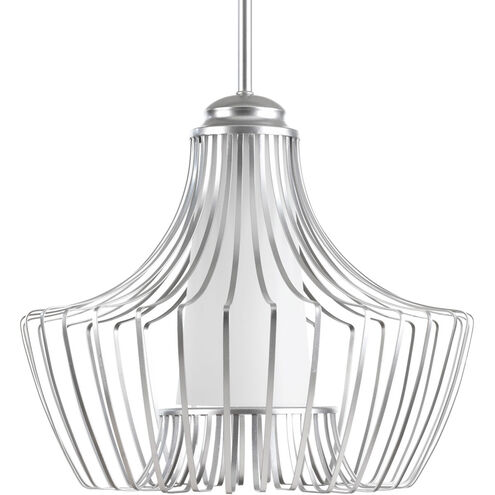 Finn 1 Light 15 inch Metallic Silver Pendant Ceiling Light, Design Series