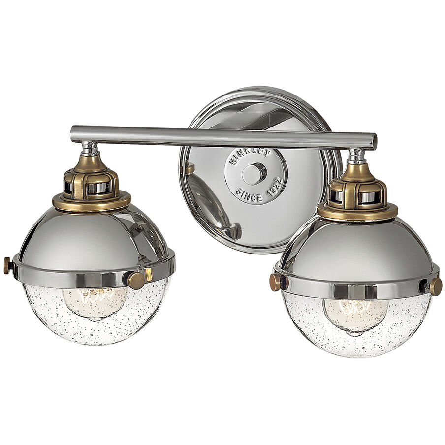 Fletcher 2 Light 16 inch Polished Nickel with Heritage Brass Vanity Light Wall Light