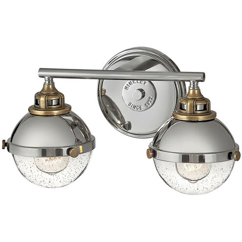 Fletcher 2 Light 16 inch Polished Nickel with Heritage Brass Vanity Light Wall Light