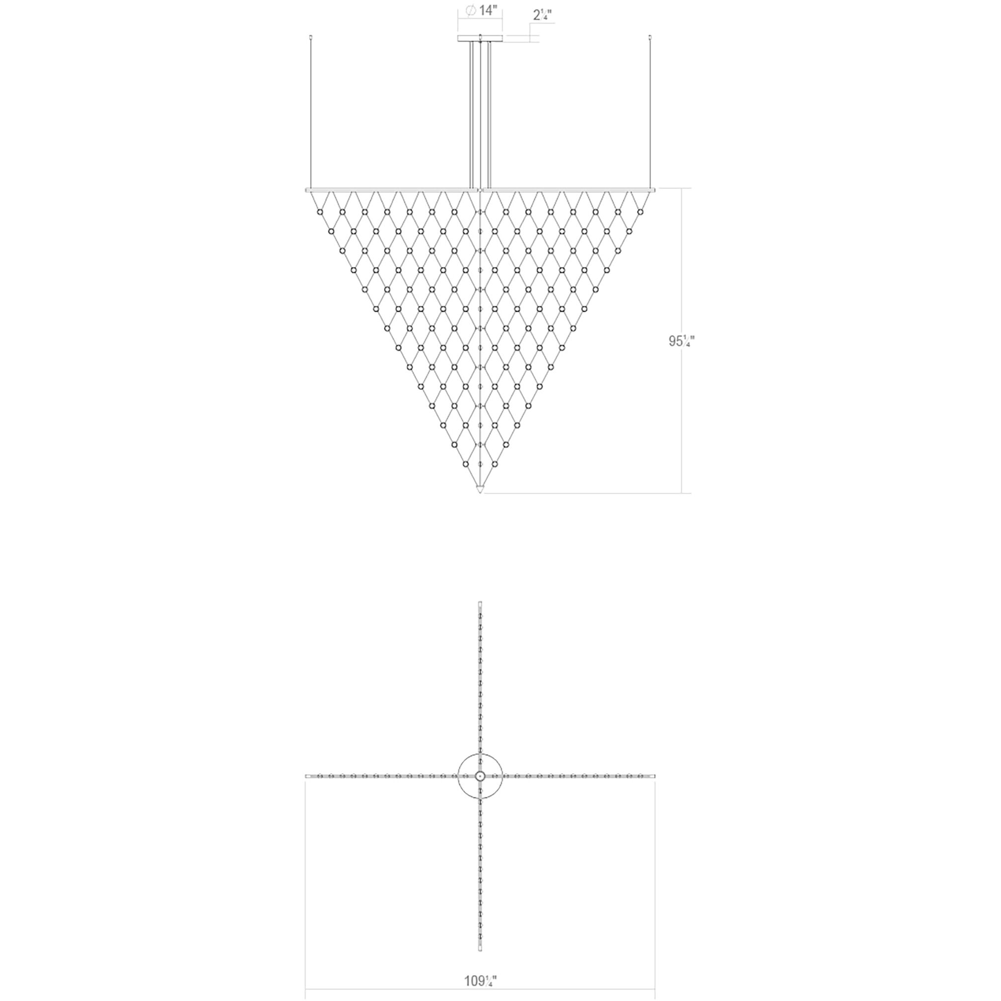 Constellation Galaxy Matrix LED 109 inch Bright Satin Aluminum Pendant Ceiling Light