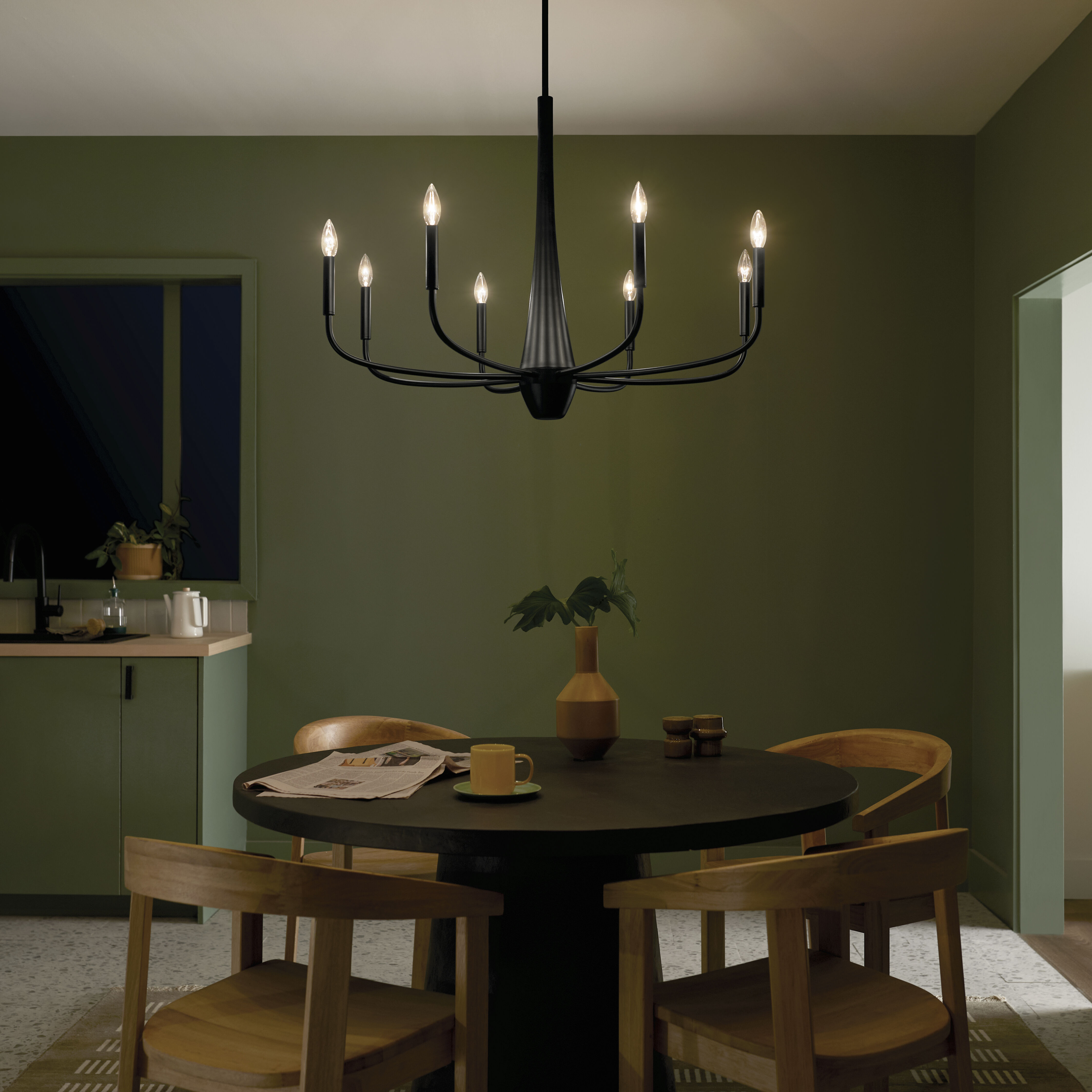 Deela LED 36 inch Black Chandelier Ceiling Light