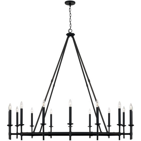 Ogden 16 Light 60 inch Brushed Black Iron Chandelier Ceiling Light