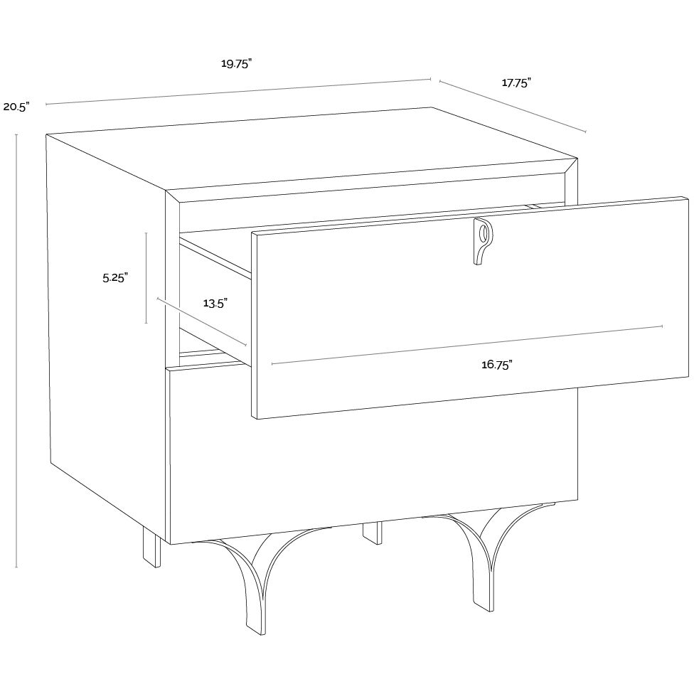 Celine 20.5 X 19.75 inch Cream Night Stand, Small