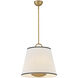 Sonia 3 Light 18 inch Lacquered Brass Pendant Ceiling Light in Lacquered Brass with Off-White
