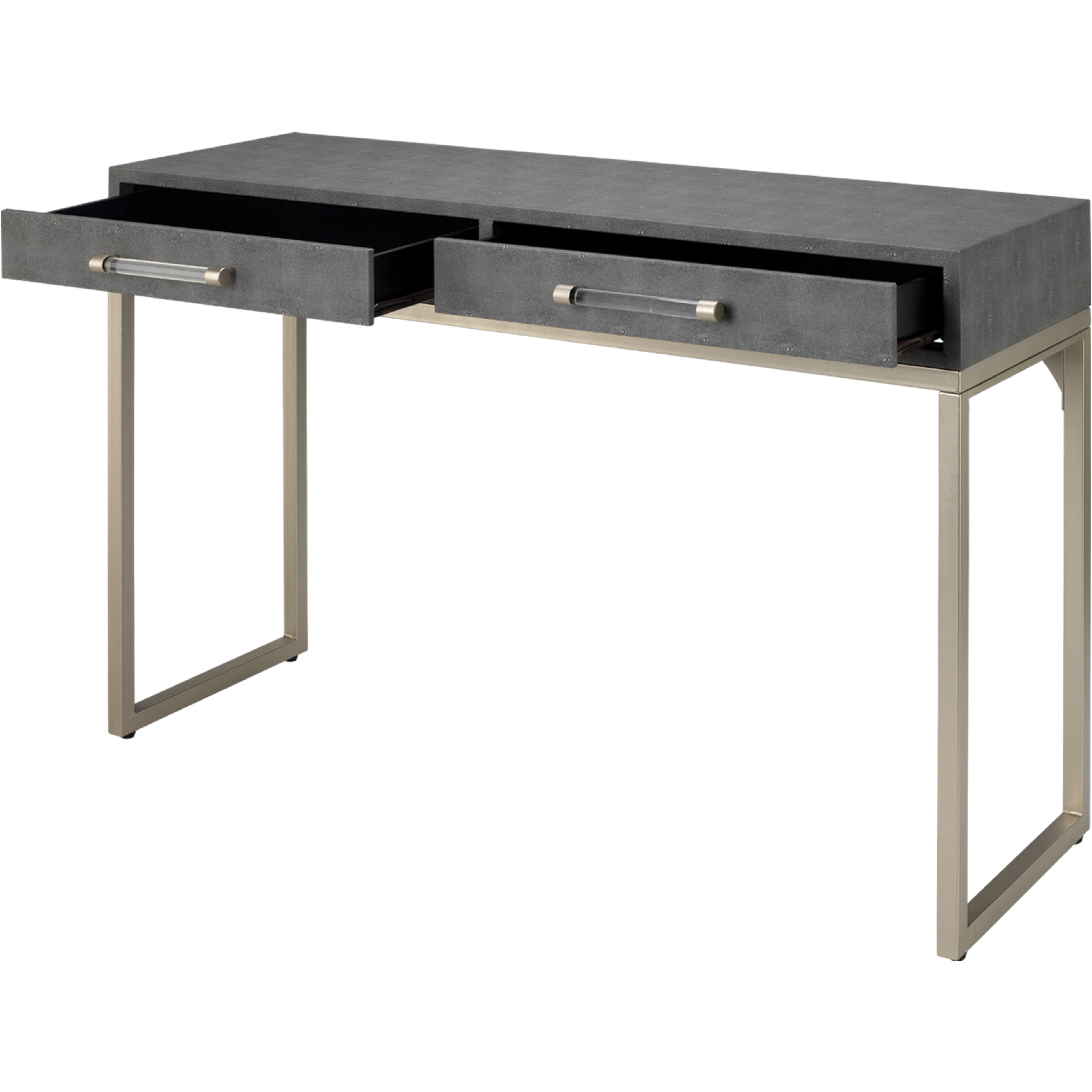 Kain 48 X 16 inch Grey Faux Shagreen and Nickel Metal Console